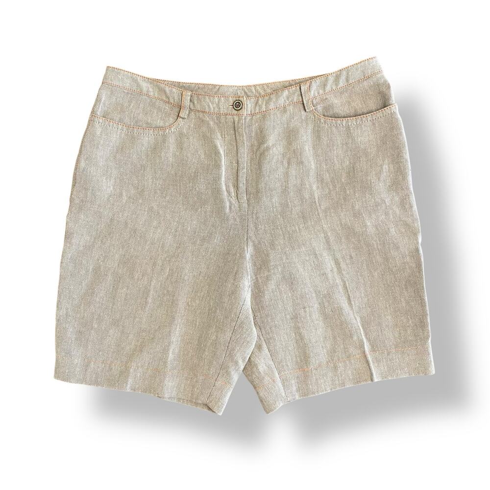 Carlisle Vintage Linen Cotton Tan Chino Shorts Size US 10 Preppy